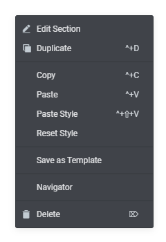 Section Context Menu