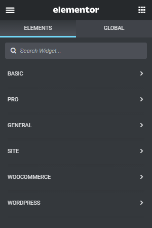 Elementor Widget Categories