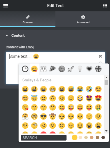 Emojis control in a widget