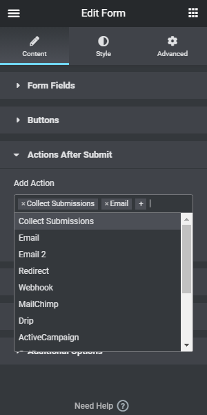 Elementor Form Actions