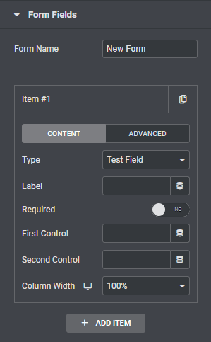 Elementor Form - Field Controls