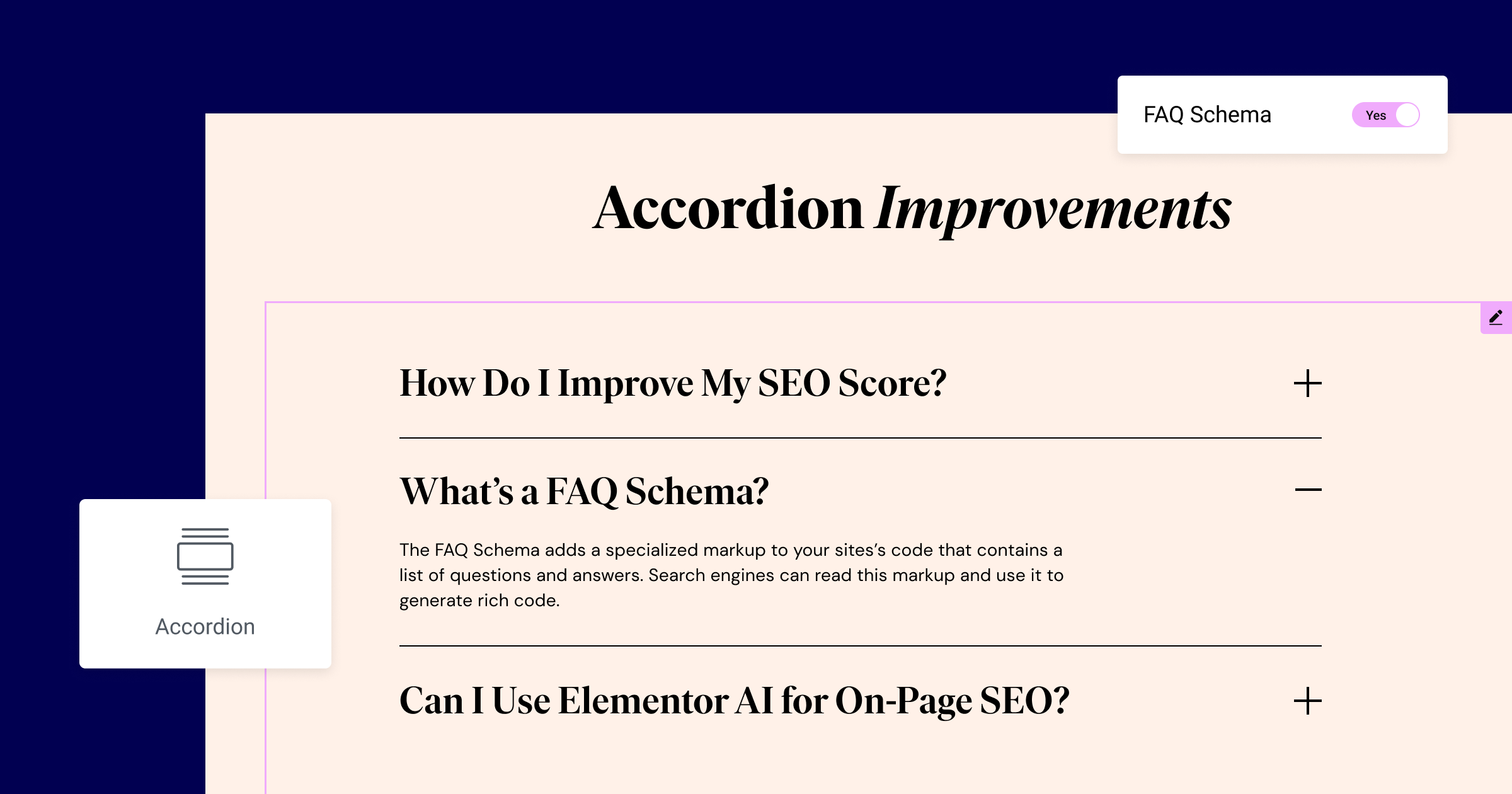 Elementor 3.17 Accordion FAQ Schema