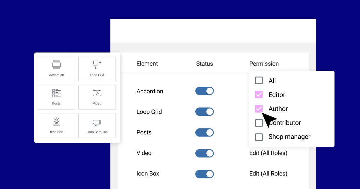 Elementor 3.19 Role Permissions in the Element Manager